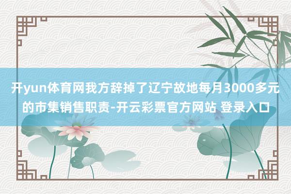 开yun体育网我方辞掉了辽宁故地每月3000多元的市集销售职责-开云彩票官方网站 登录入口