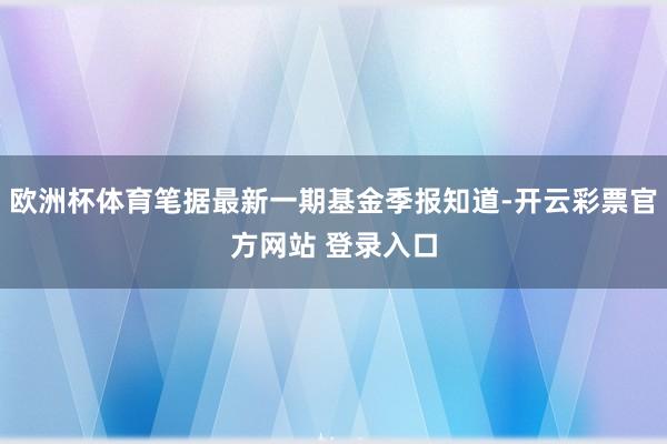 欧洲杯体育笔据最新一期基金季报知道-开云彩票官方网站 登录入口
