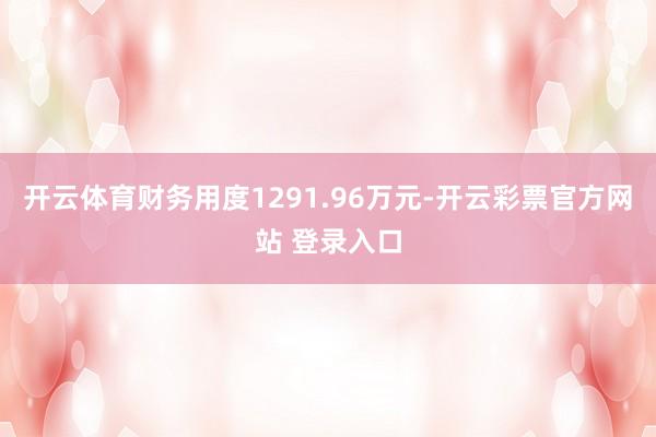 开云体育财务用度1291.96万元-开云彩票官方网站 登录入口