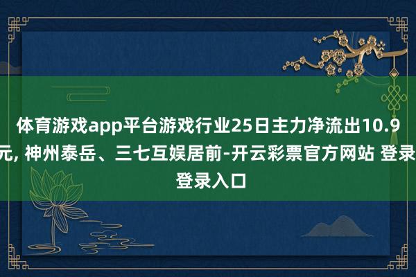 体育游戏app平台游戏行业25日主力净流出10.97亿元, 神州泰岳、三七互娱居前-开云彩票官方网站 登录入口