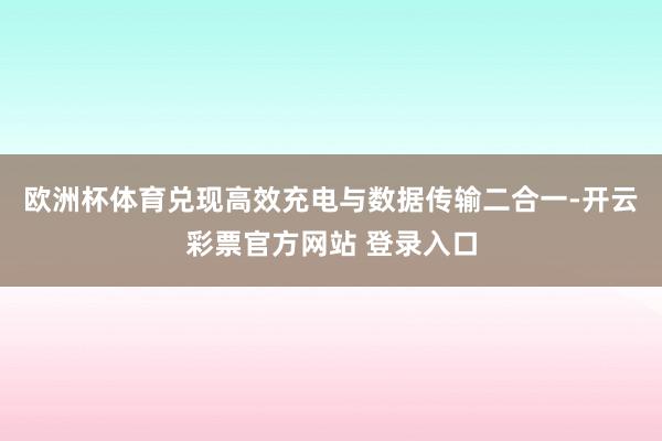 欧洲杯体育兑现高效充电与数据传输二合一-开云彩票官方网站 登录入口