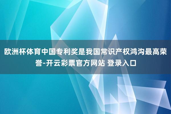 欧洲杯体育中国专利奖是我国常识产权鸿沟最高荣誉-开云彩票官方网站 登录入口