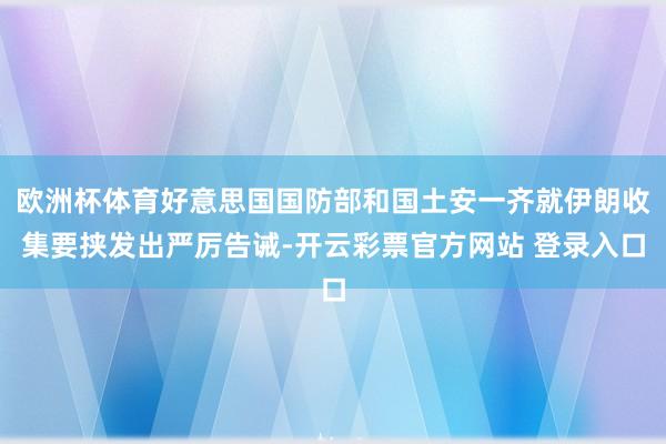 欧洲杯体育好意思国国防部和国土安一齐就伊朗收集要挟发出严厉告诫-开云彩票官方网站 登录入口