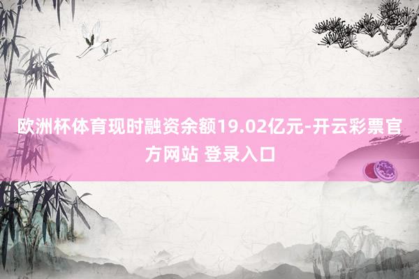 欧洲杯体育现时融资余额19.02亿元-开云彩票官方网站 登录入口