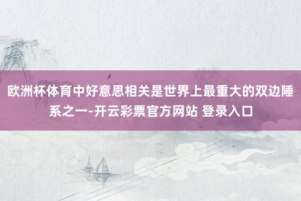欧洲杯体育中好意思相关是世界上最重大的双边陲系之一-开云彩票官方网站 登录入口
