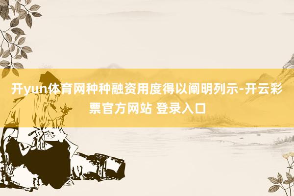 开yun体育网种种融资用度得以阐明列示-开云彩票官方网站 登录入口