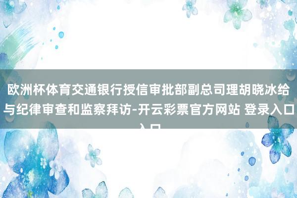 欧洲杯体育交通银行授信审批部副总司理胡晓冰给与纪律审查和监察拜访-开云彩票官方网站 登录入口