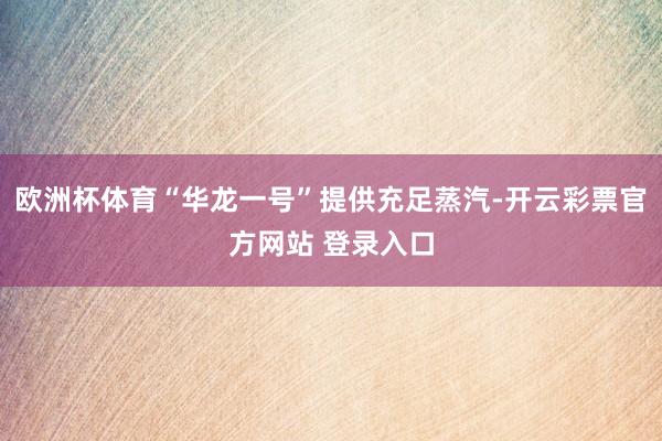 欧洲杯体育“华龙一号”提供充足蒸汽-开云彩票官方网站 登录入口