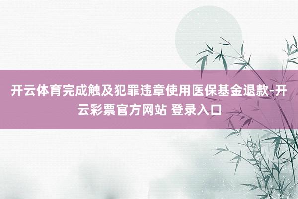 开云体育完成触及犯罪违章使用医保基金退款-开云彩票官方网站 登录入口